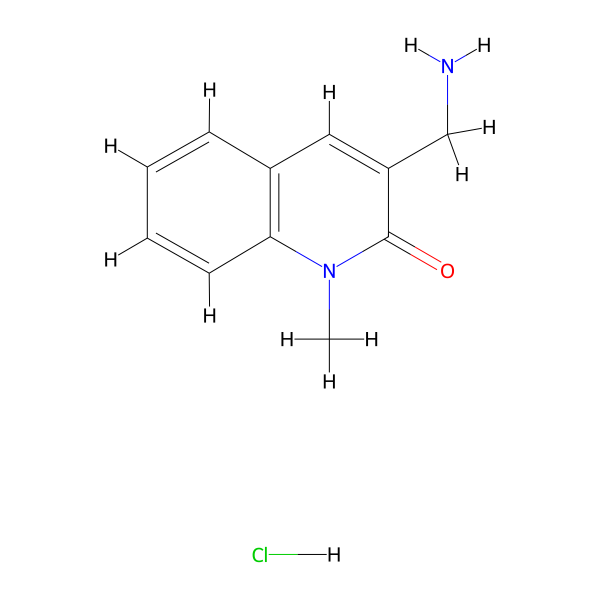 3-(Aminomethyl)-1-methyl-1,2-dihydroquinolin-2-one hydrochloride molecular structure, CAS 1803584-81-7