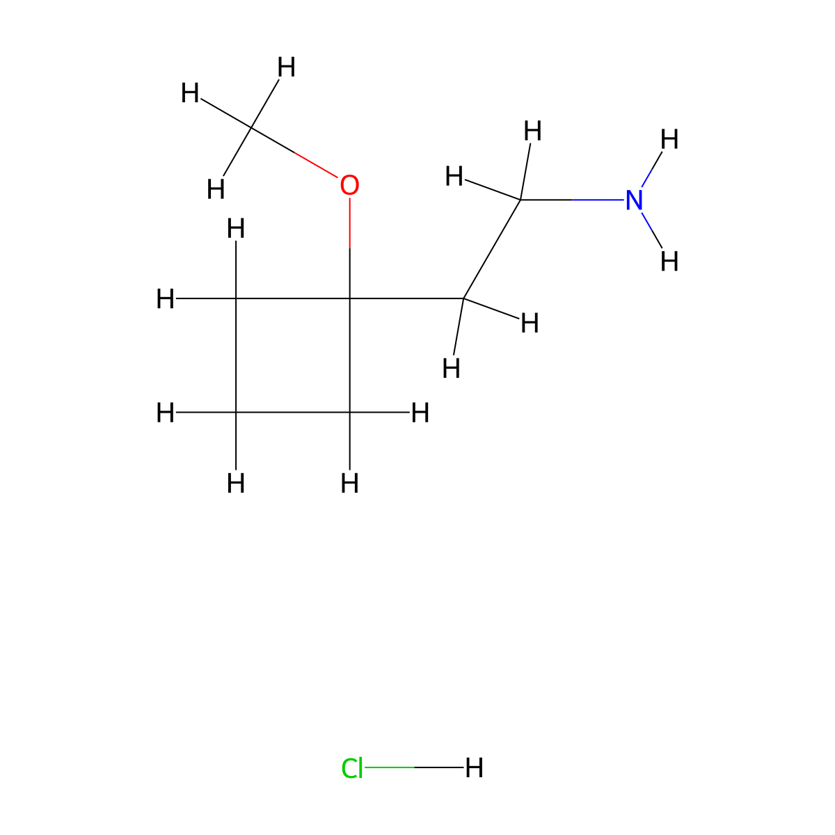 2-(1-Methoxycyclobutyl)ethan-1-amine hydrochloride molecular structure, CAS 1803584-89-5
