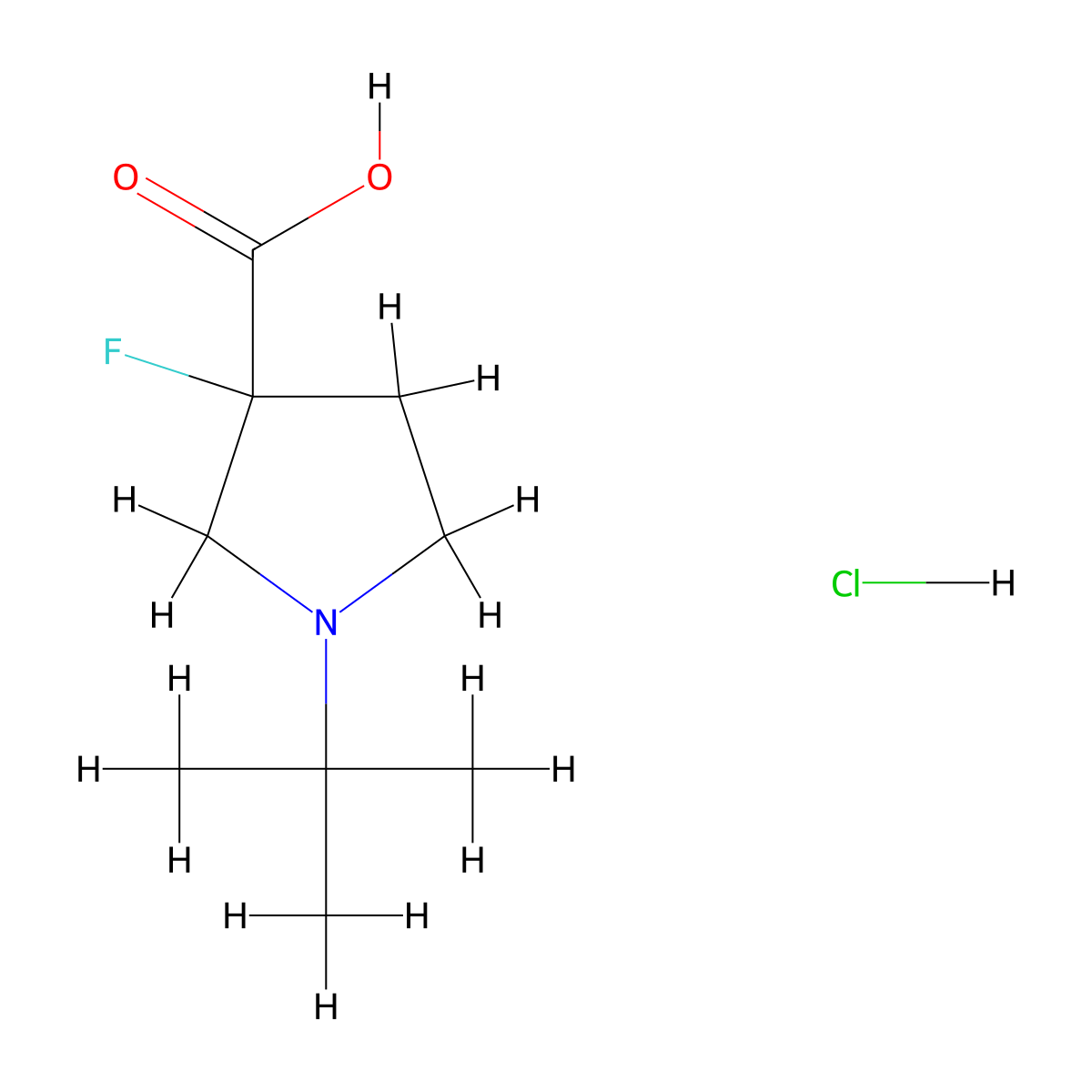 1-Tert-butyl-3-fluoropyrrolidine-3-carboxylic acid hydrochloride molecular structure, CAS 1803584-91-9