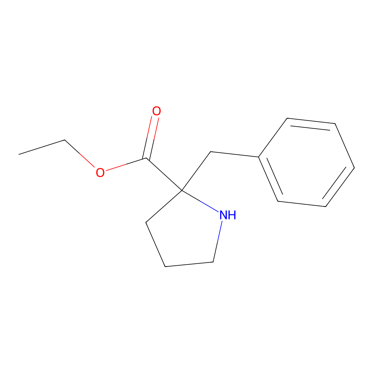 Ethyl 2-benzylpyrrolidine-2-carboxylate molecular structure, CAS 1803584-98-6