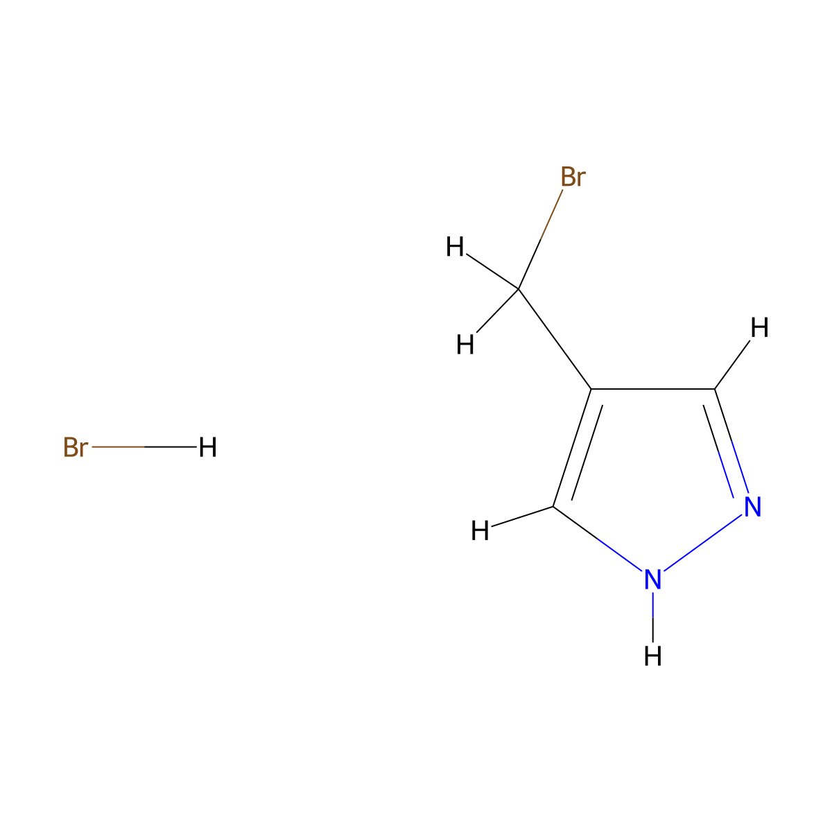 4-(bromomethyl)-1H-pyrazole hydrobromide molecular structure, CAS 1803585-00-3