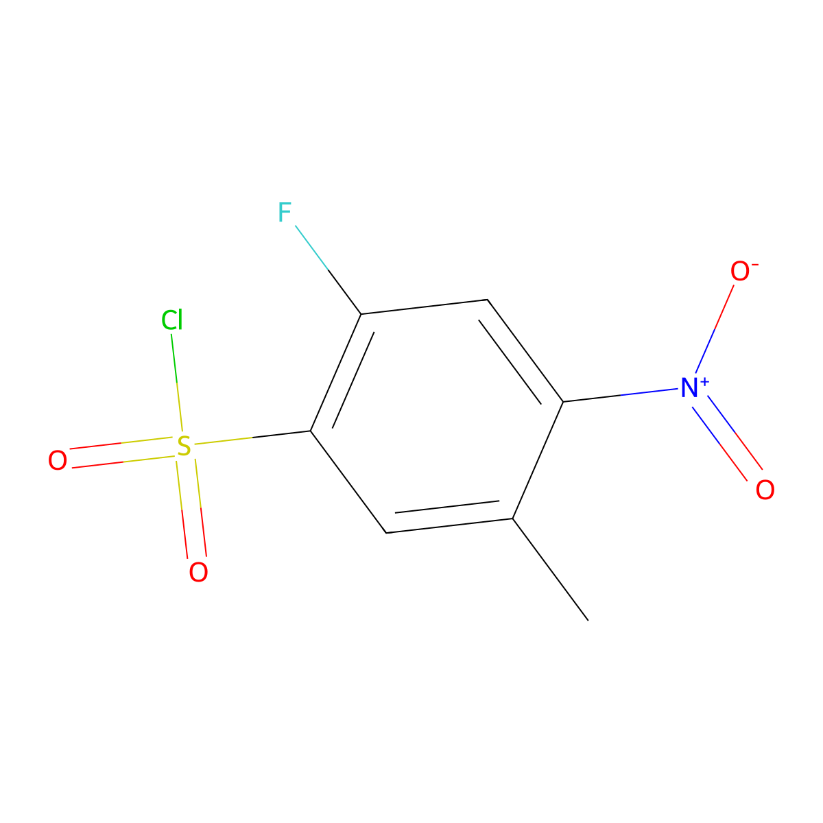 2-Fluoro-5-methyl-4-nitrobenzene-1-sulfonyl chloride molecular structure, CAS 1803585-04-7