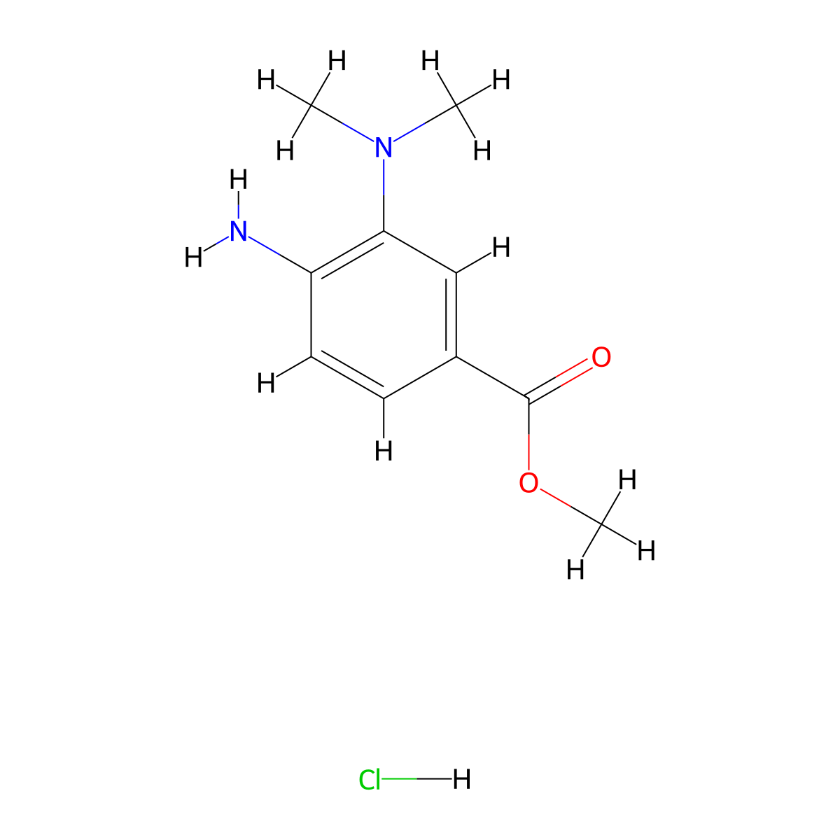 Methyl 4-amino-3-(dimethylamino)benzoate hydrochloride molecular structure, CAS 1803585-07-0