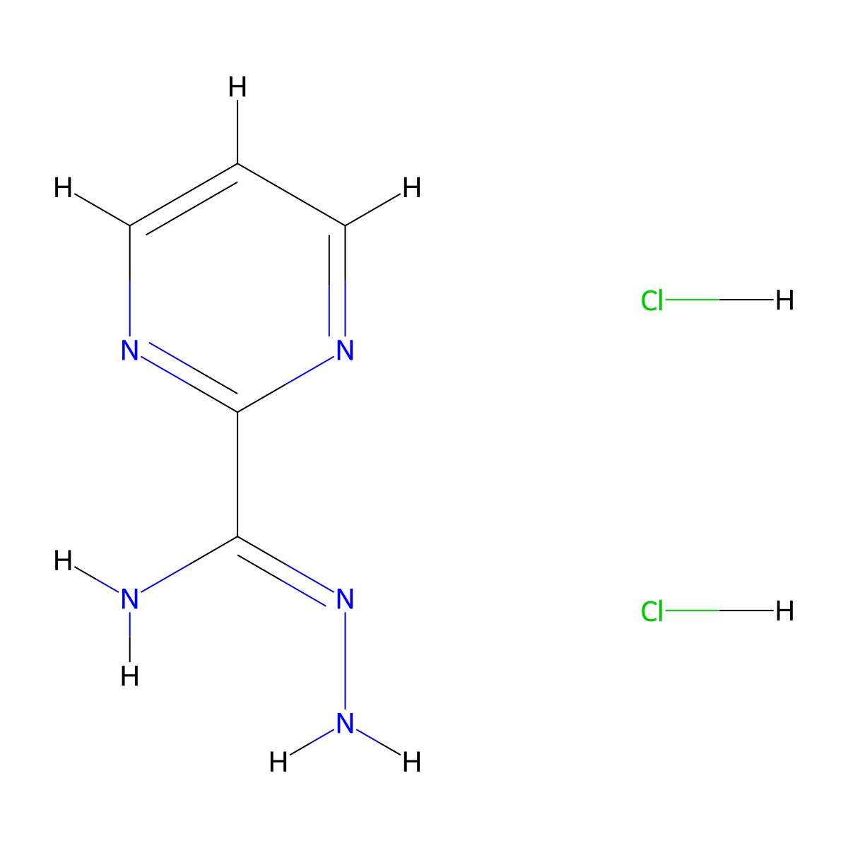 N-aminopyrimidine-2-carboximidamide dihydrochloride molecular structure, CAS 1803585-11-6