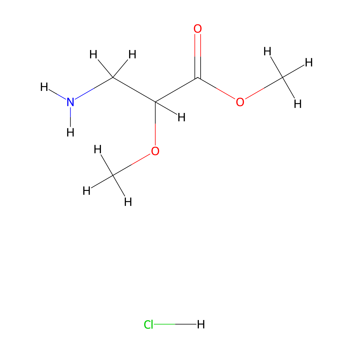 Methyl 3-amino-2-methoxypropanoate hydrochloride molecular structure, CAS 1803585-13-8