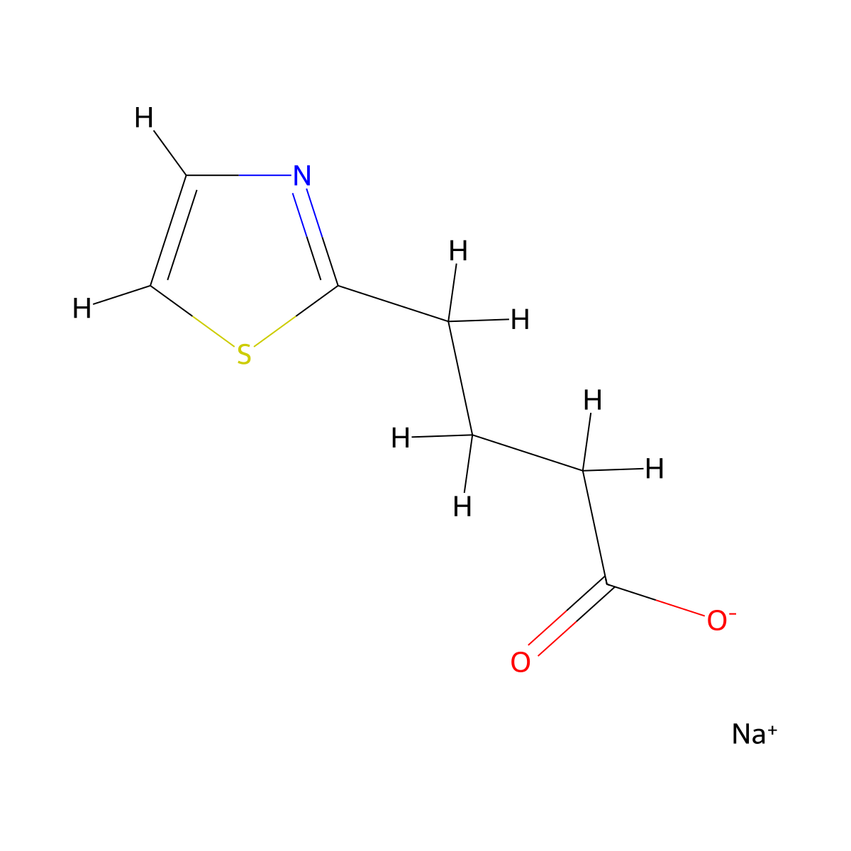 Sodium 4-(1,3-thiazol-2-yl)butanoate molecular structure, CAS 1803585-21-8