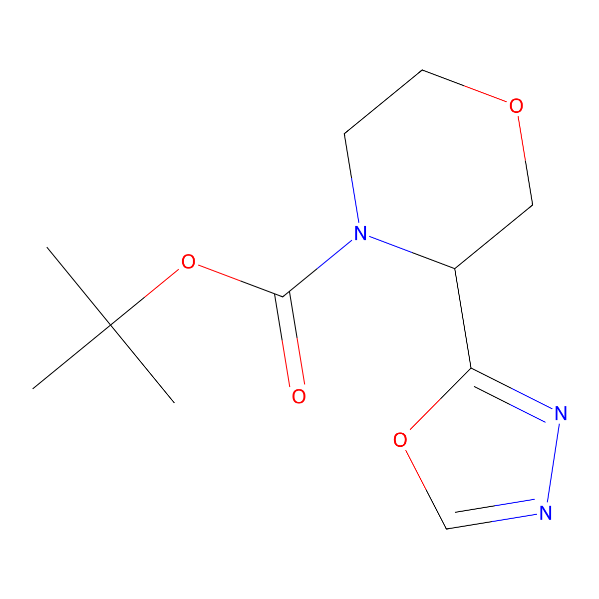 Tert-butyl 3-(1,3,4-oxadiazol-2-yl)morpholine-4-carboxylate molecular structure, CAS 1803585-27-4