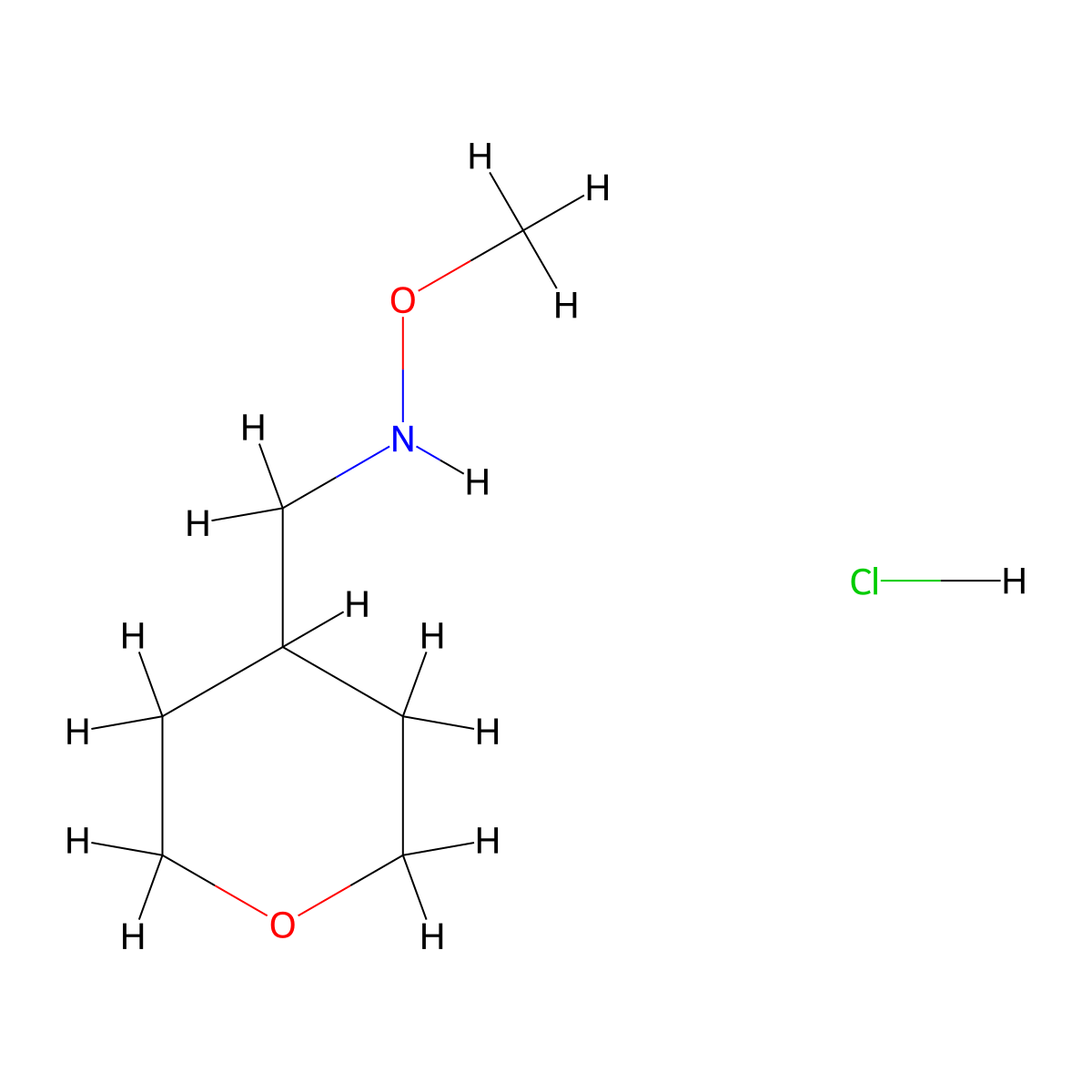 Methoxy[(oxan-4-yl)methyl]amine hydrochloride molecular structure, CAS 1803585-31-0