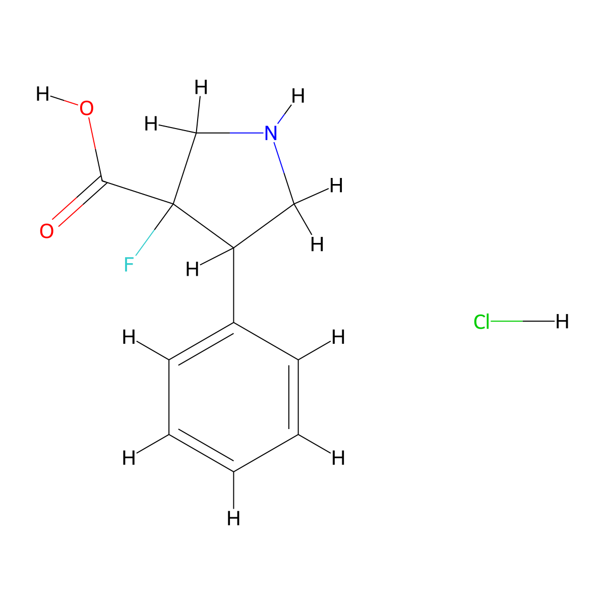 3-Fluoro-4-phenylpyrrolidine-3-carboxylic acid hydrochloride molecular structure, CAS 1803585-32-1