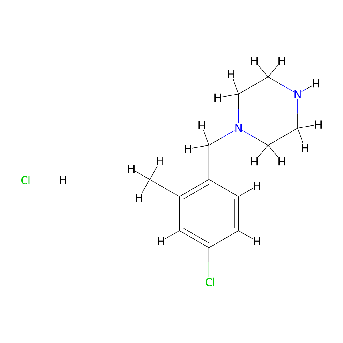 1-[(4-Chloro-2-methylphenyl)methyl]piperazine hydrochloride molecular structure, CAS 1803585-33-2