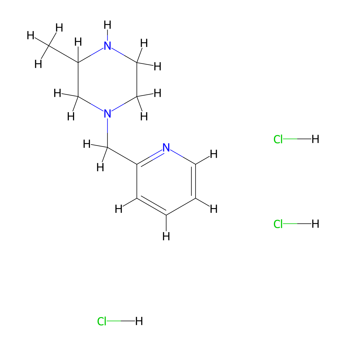3-Methyl-1-[(pyridin-2-yl)methyl]piperazine trihydrochloride molecular structure, CAS 1803585-38-7