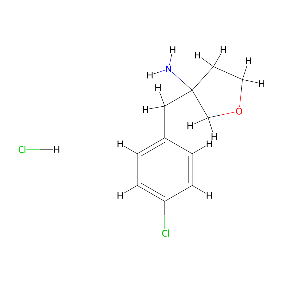 3-[(4-Chlorophenyl)methyl]oxolan-3-amine hydrochloride molecular structure, CAS 1803585-39-8