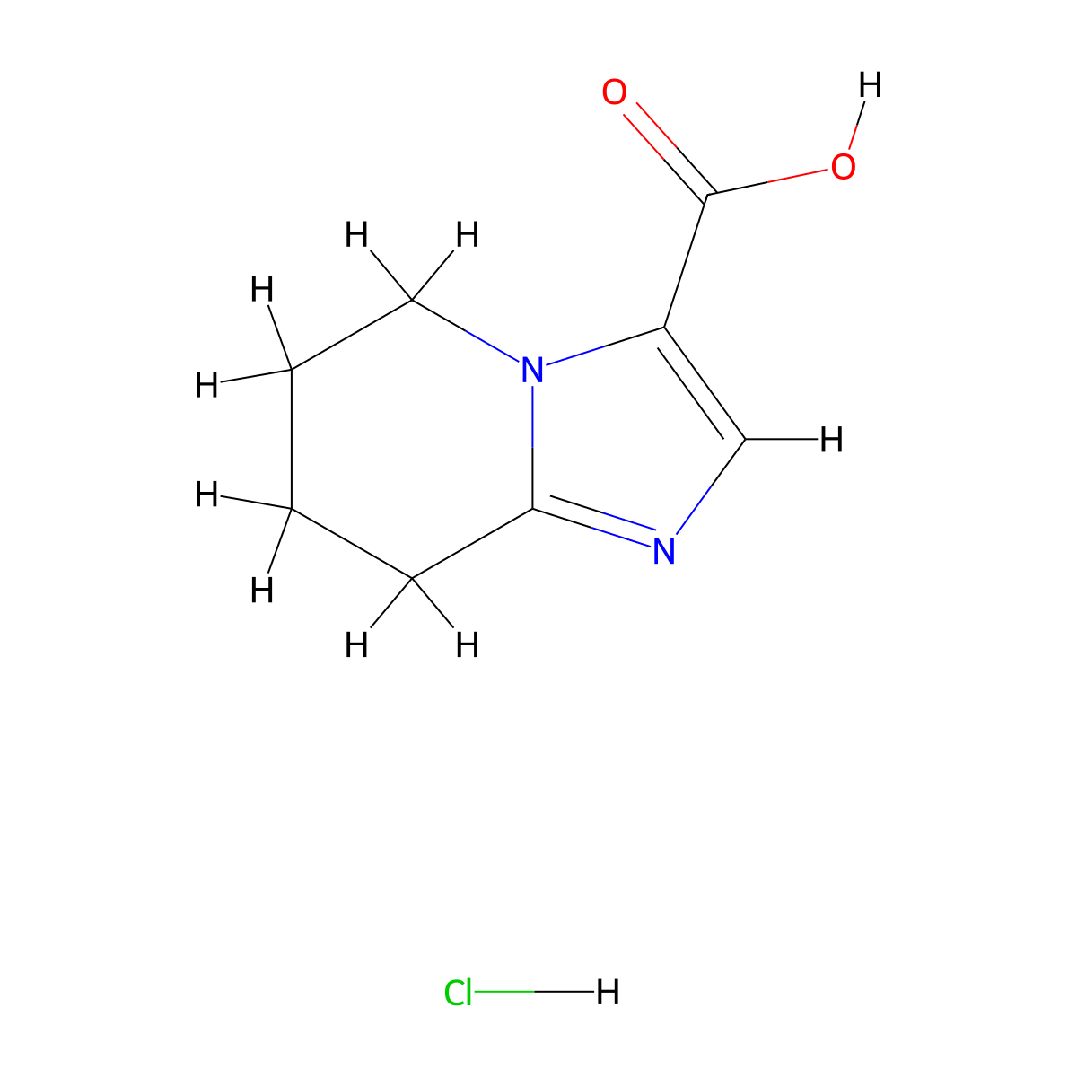 5H,6H,7H,8H-imidazo[1,2-a]pyridine-3-carboxylic acid hydrochloride molecular structure, CAS 1803585-40-1