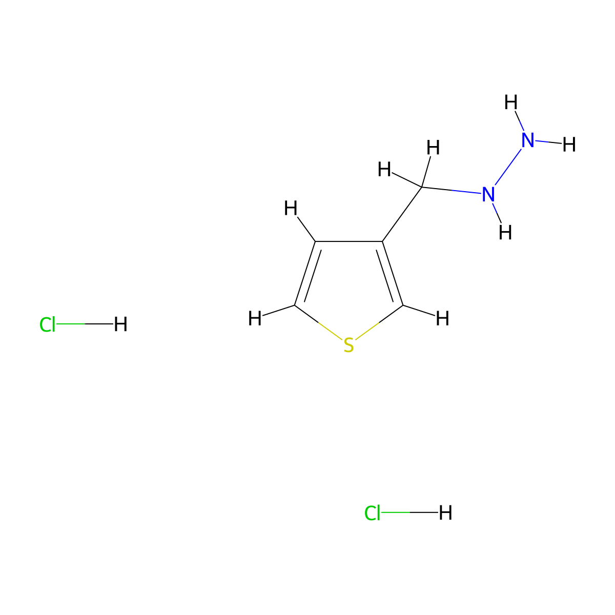 (Thiophen-3-ylmethyl)hydrazine dihydrochloride molecular structure, CAS 1803585-46-7