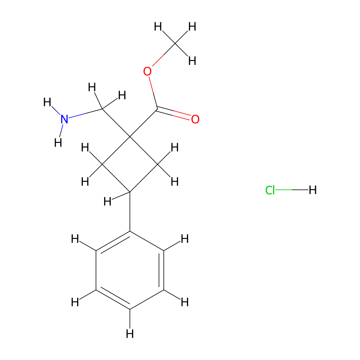 Methyl 1-(aminomethyl)-3-phenylcyclobutane-1-carboxylate hydrochloride molecular structure, CAS 1803585-48-9