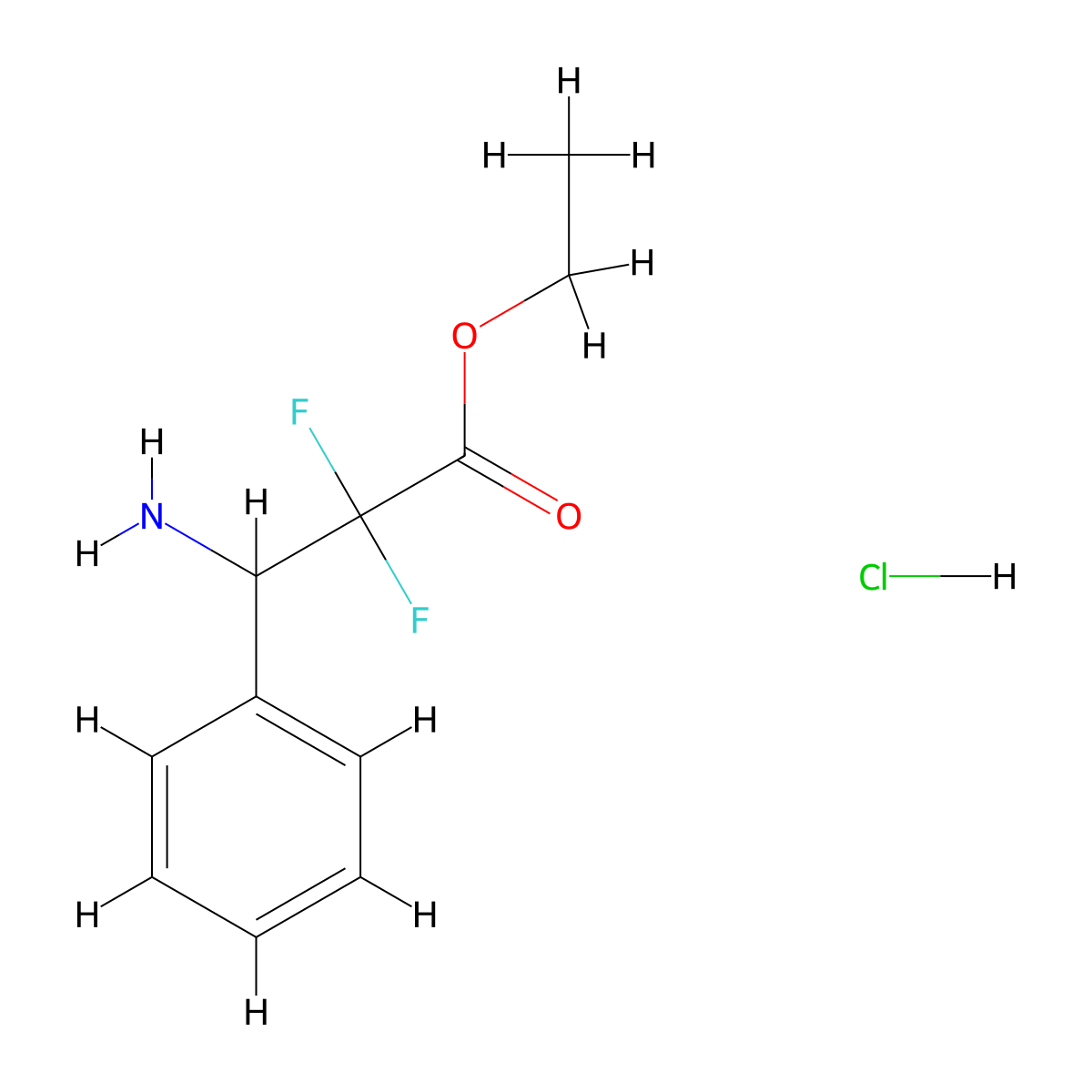 Ethyl 3-amino-2,2-difluoro-3-phenylpropanoate hydrochloride molecular structure, CAS 1803585-49-0
