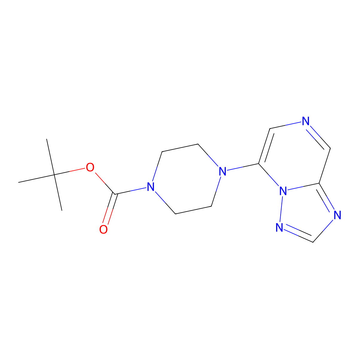 Tert-butyl 4-{[1,2,4]triazolo[1,5-a]pyrazin-5-yl}piperazine-1-carboxylate molecular structure, CAS 1803585-53-6