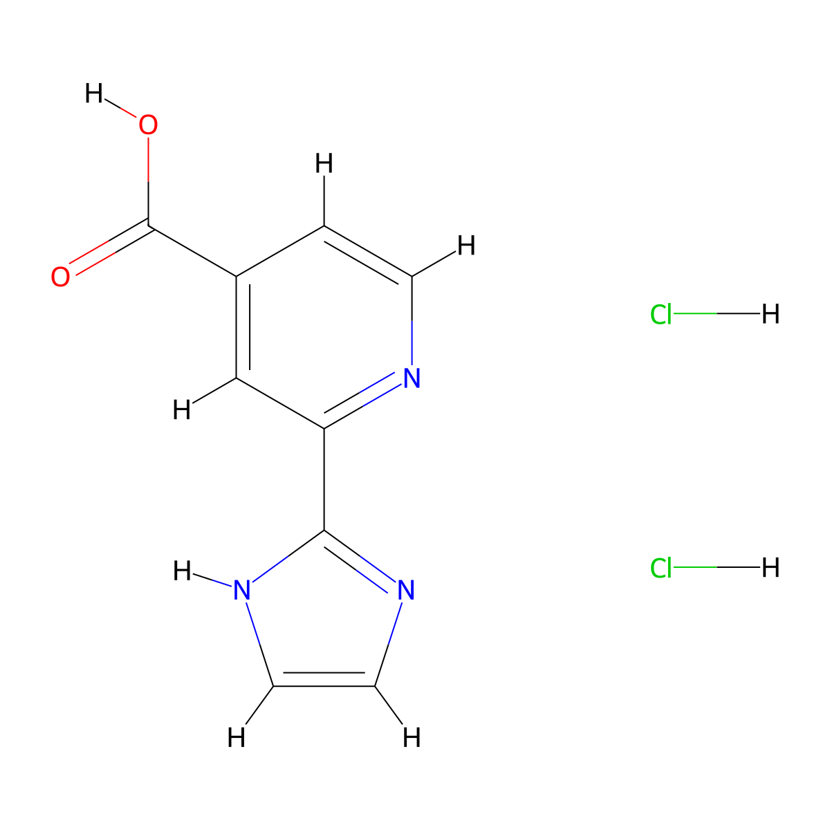 2-(1H-imidazol-2-yl)pyridine-4-carboxylic acid dihydrochloride molecular structure, CAS 1803585-58-1