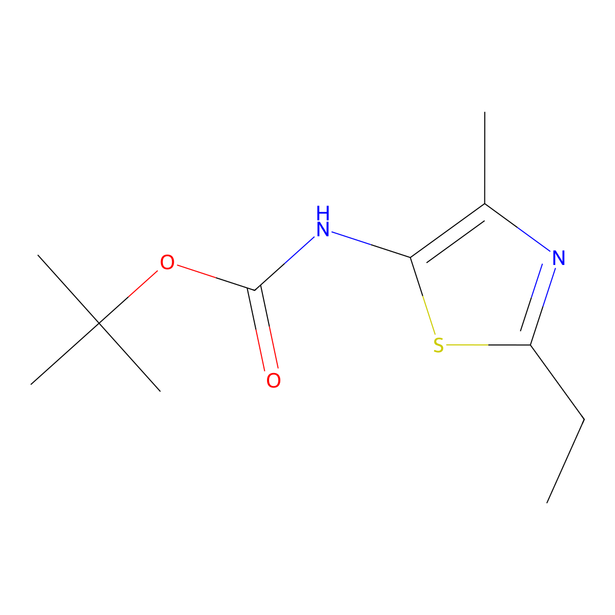 tert-butyl N-(2-ethyl-4-methyl-1,3-thiazol-5-yl)carbamate molecular structure, CAS 1803585-78-5