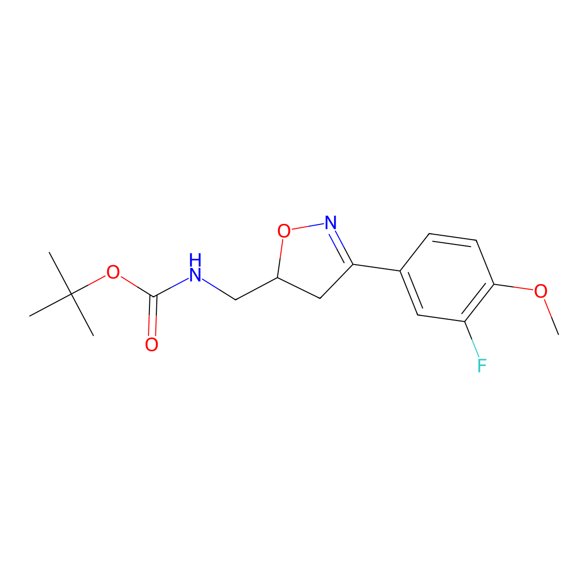 tert-butyl N-{[3-(3-fluoro-4-methoxyphenyl)-4,5-dihydro-1,2-oxazol-5-yl]methyl}carbamate molecular structure, CAS 1803585-81-0