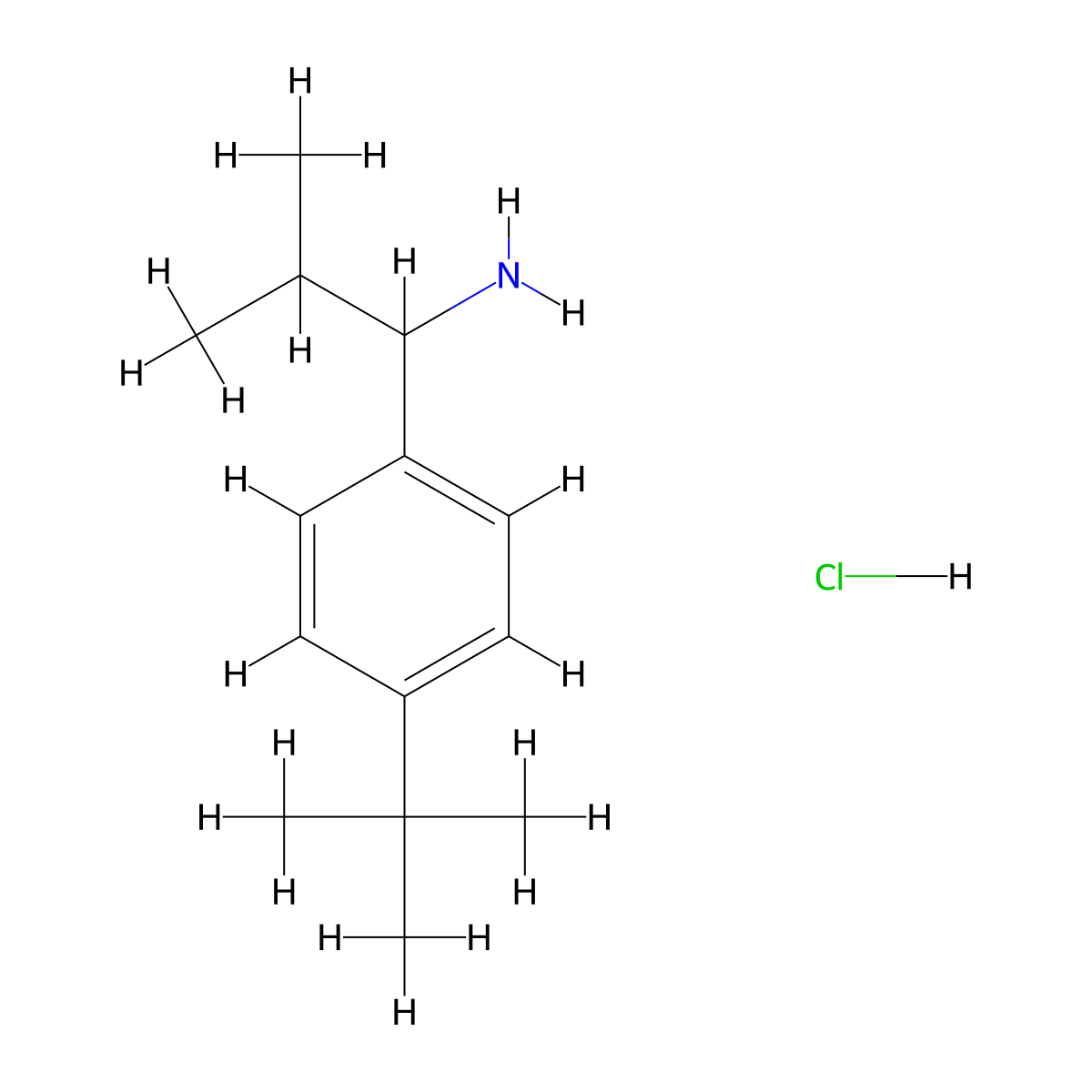 1-(4-Tert-butylphenyl)-2-methylpropan-1-amine hydrochloride molecular structure, CAS 1803585-84-3