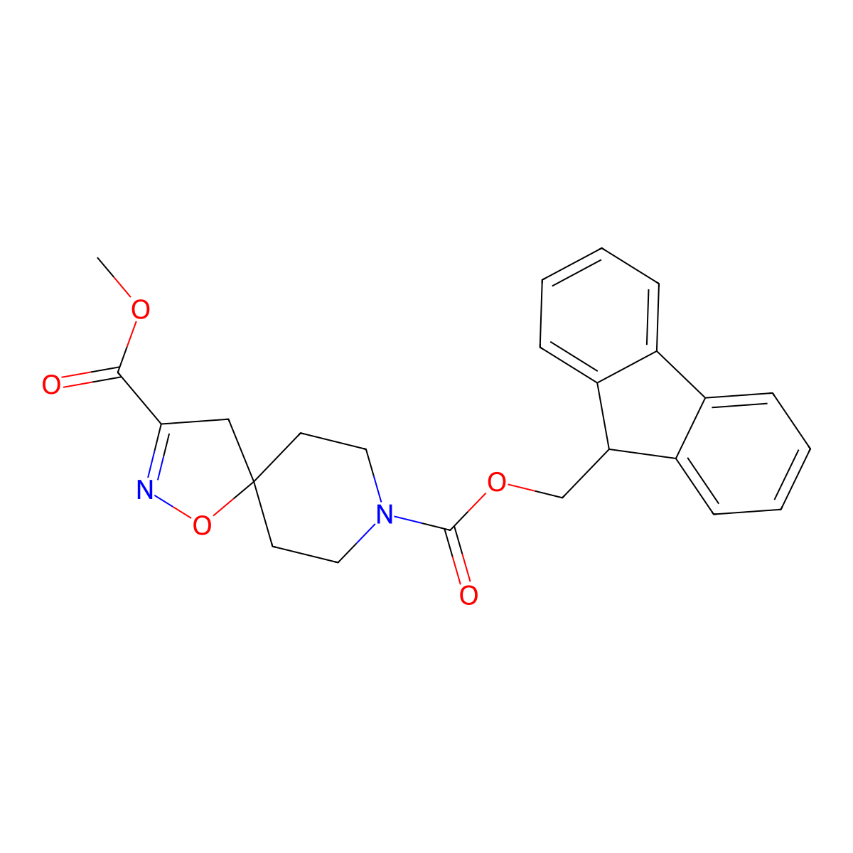 8-(9H-fluoren-9-ylmethyl) 3-methyl 1-oxa-2,8-diazaspiro[4.5]dec-2-ene-3,8-dicarboxylate molecular structure, CAS 1803585-85-4