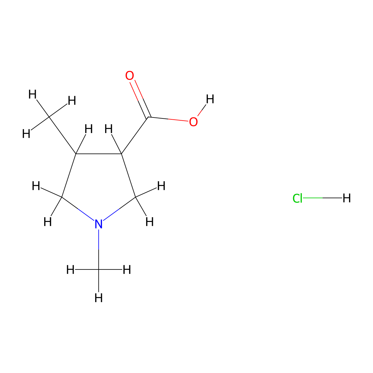 1,4-Dimethylpyrrolidine-3-carboxylic acid hydrochloride molecular structure, CAS 1803585-88-7
