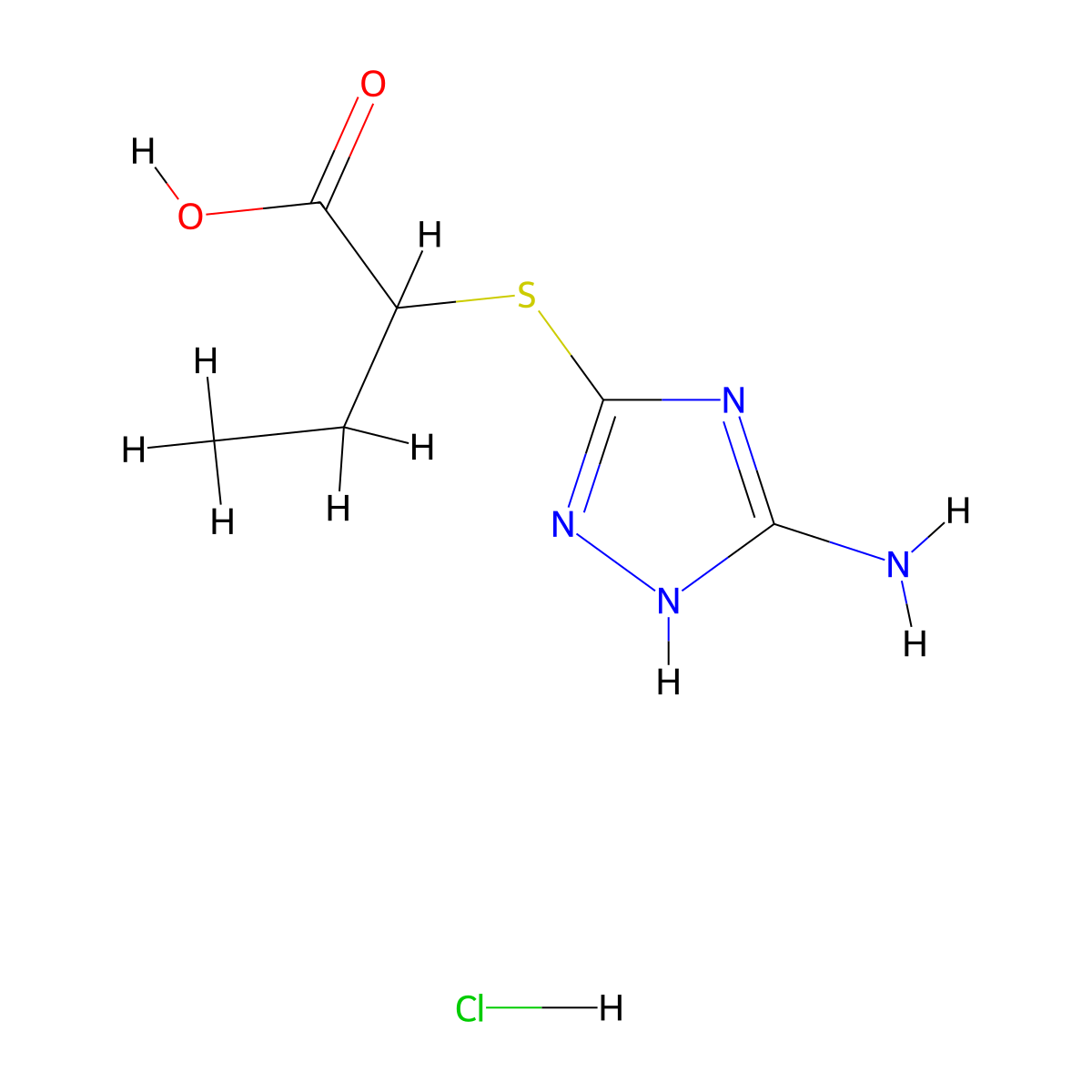 2-[(3-amino-1H-1,2,4-triazol-5-yl)sulfanyl]butanoic acid hydrochloride molecular structure, CAS 1803585-96-7