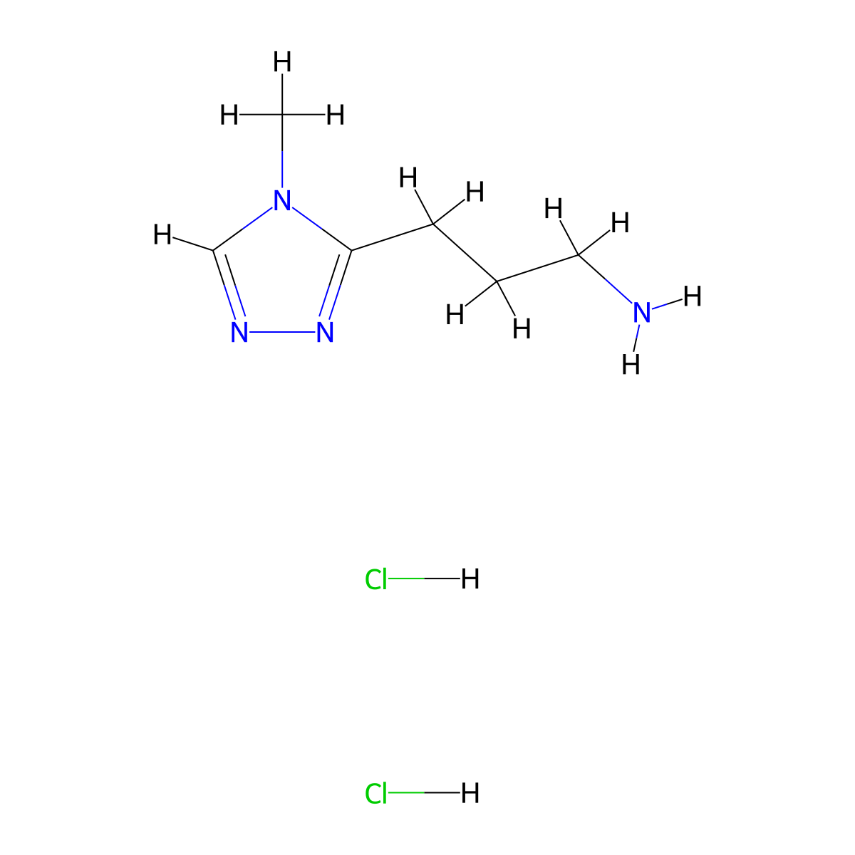 3-(4-methyl-4H-1,2,4-triazol-3-yl)propan-1-amine dihydrochloride molecular structure, CAS 1803585-97-8