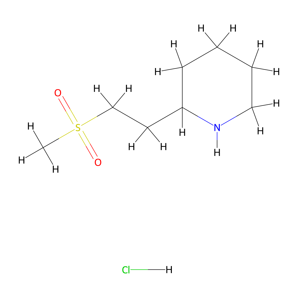 2-(2-Methanesulfonylethyl)piperidine hydrochloride molecular structure, CAS 1803585-98-9