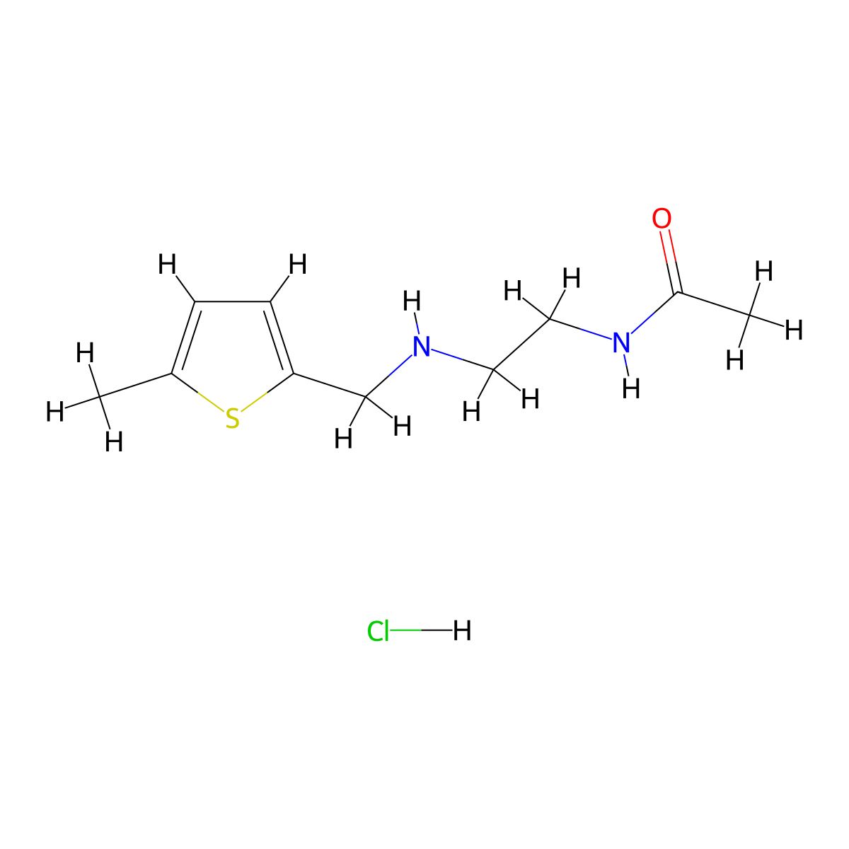 N-(2-{[(5-methylthiophen-2-yl)methyl]amino}ethyl)acetamide hydrochloride molecular structure, CAS 1803586-06-2