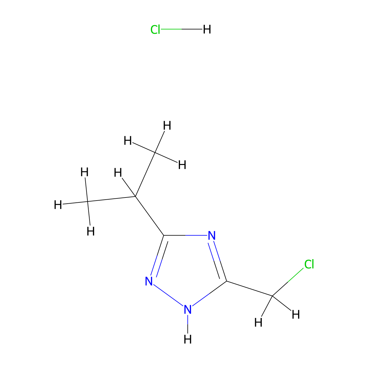 3-(chloromethyl)-5-(propan-2-yl)-1H-1,2,4-triazole hydrochloride molecular structure, CAS 1803586-11-9
