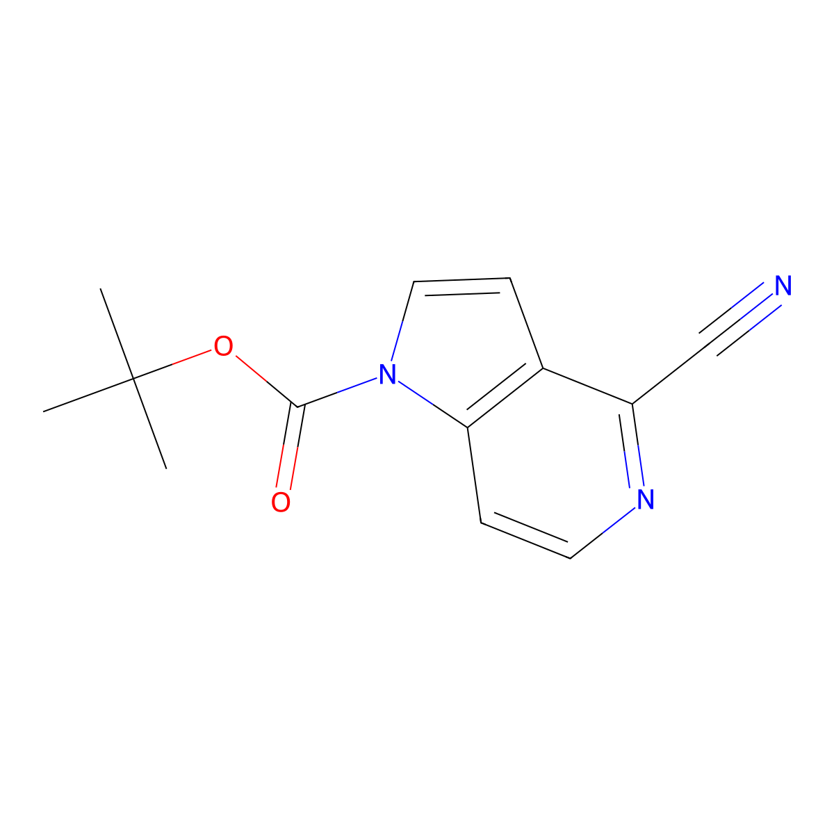 tert-butyl 4-cyano-1H-pyrrolo[3,2-c]pyridine-1-carboxylate molecular structure, CAS 1803586-12-0