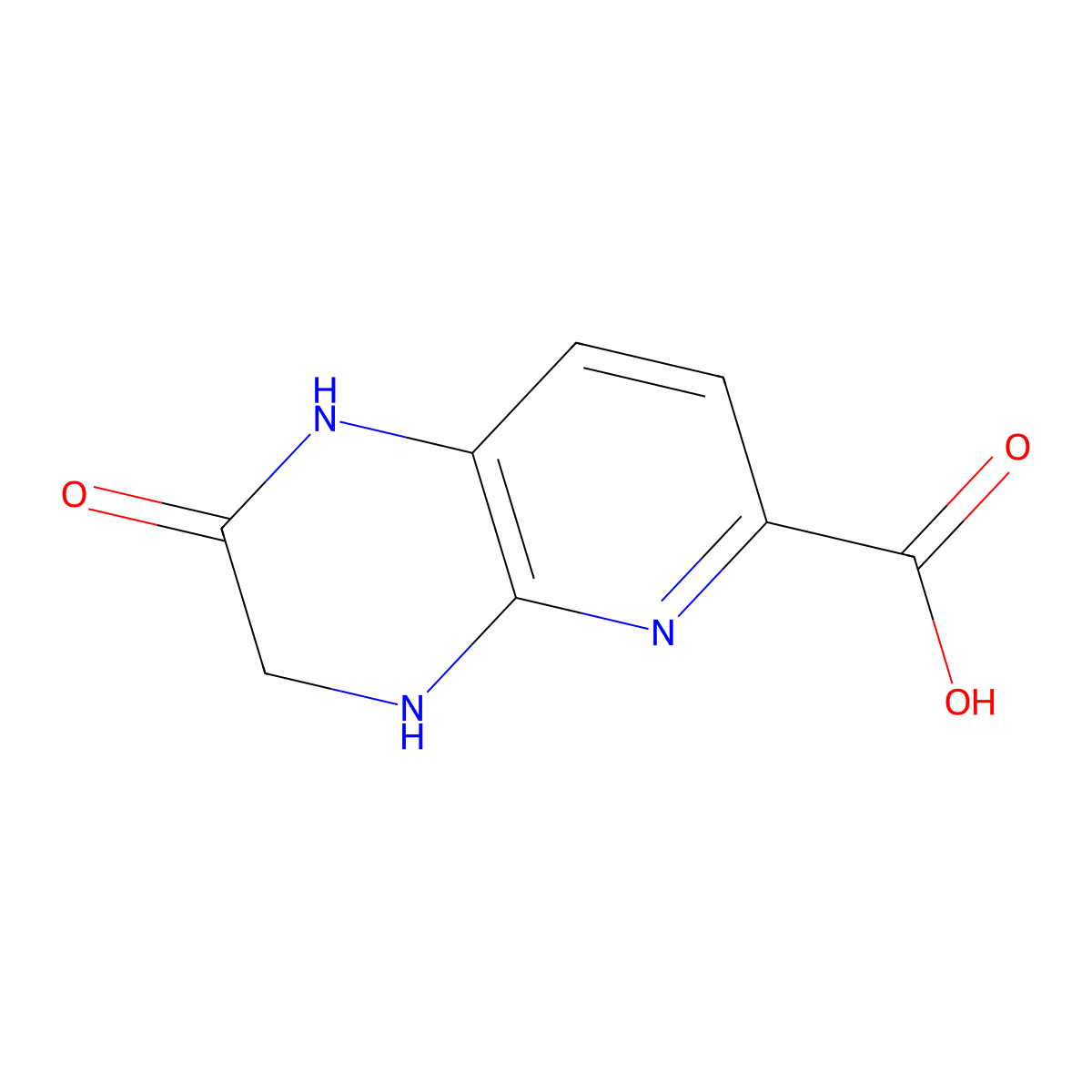 2-oxo-1H,2H,3H,4H-pyrido[2,3-b]pyrazine-6-carboxylic acid molecular structure, CAS 1803586-15-3
