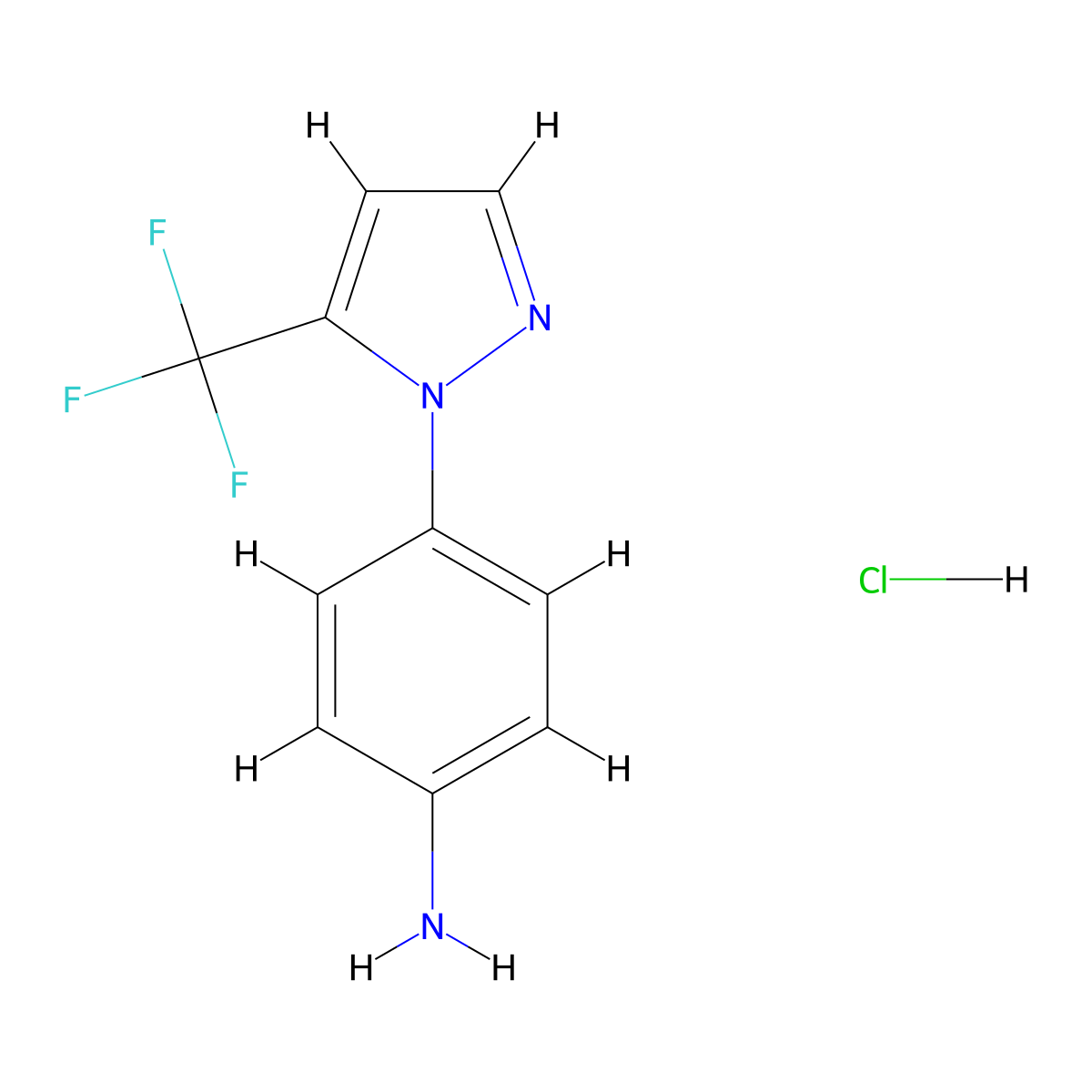 4-(5-(trifluoromethyl)-1H-pyrazol-1-yl)aniline hydrochloride molecular structure, CAS 1803586-22-2