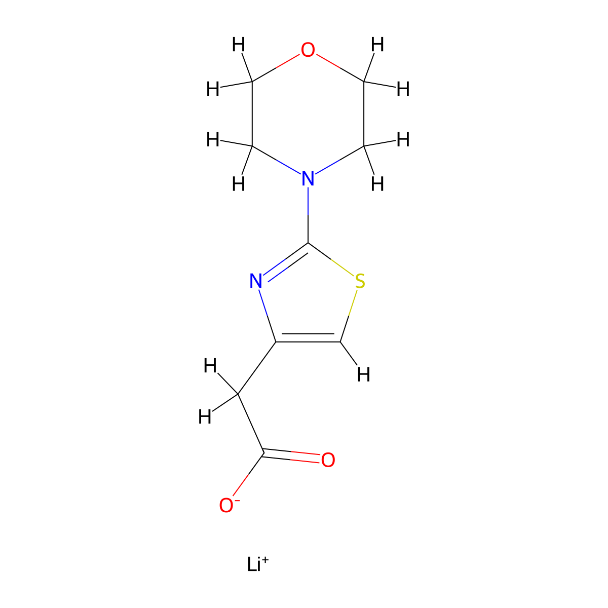 Lithium(1+) ion 2-[2-(morpholin-4-yl)-1,3-thiazol-4-yl]acetate molecular structure, CAS 1803586-29-9