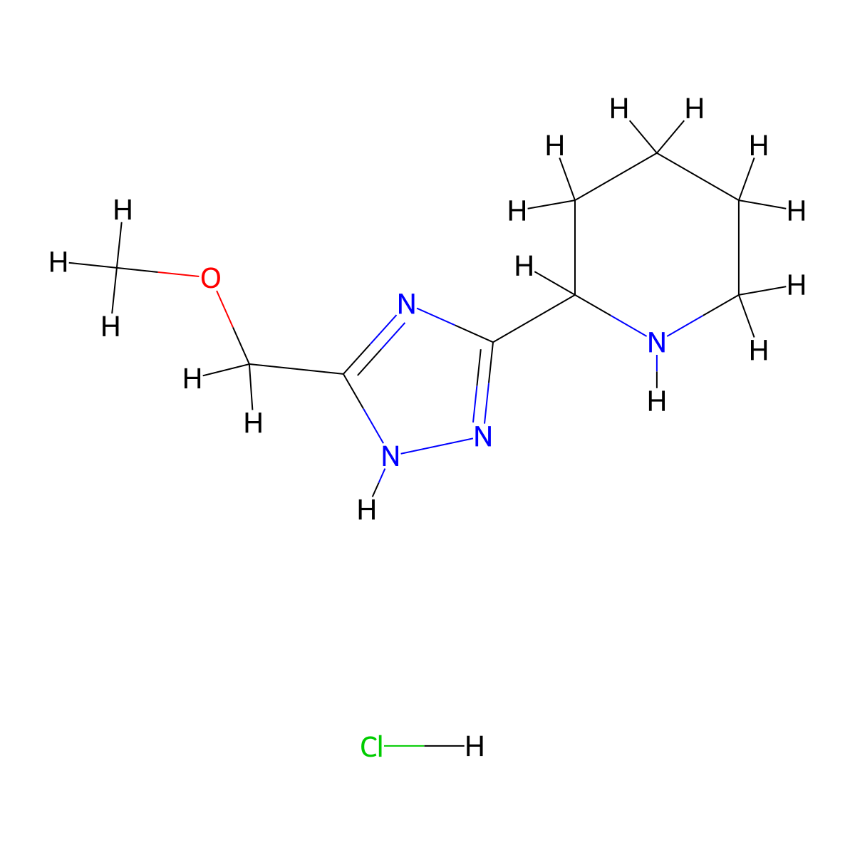 2-[5-(methoxymethyl)-1H-1,2,4-triazol-3-yl]piperidine hydrochloride molecular structure, CAS 1803586-32-4