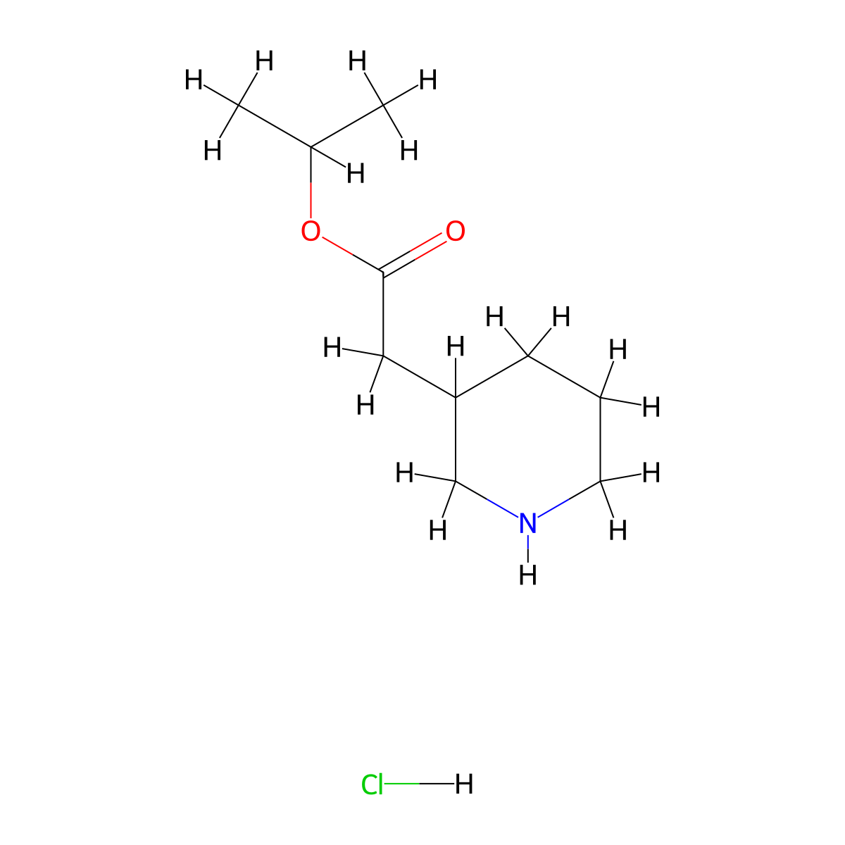 Propan-2-yl 2-(piperidin-3-yl)acetate hydrochloride molecular structure, CAS 1803586-33-5
