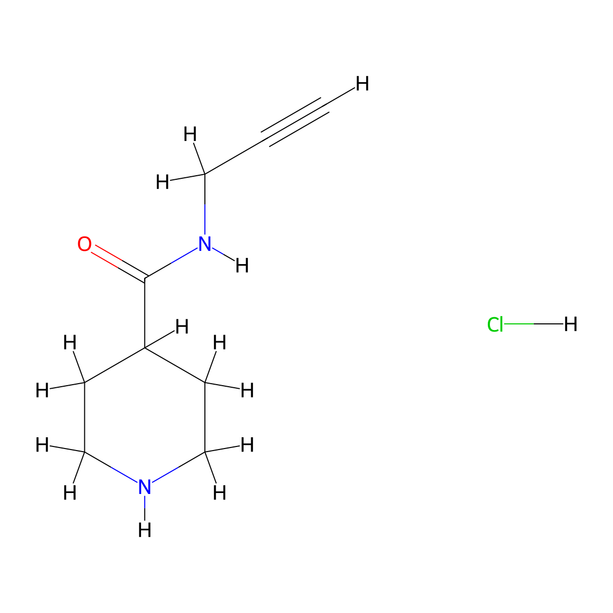 N-(prop-2-yn-1-yl)piperidine-4-carboxamide hydrochloride molecular structure, CAS 1803586-44-8