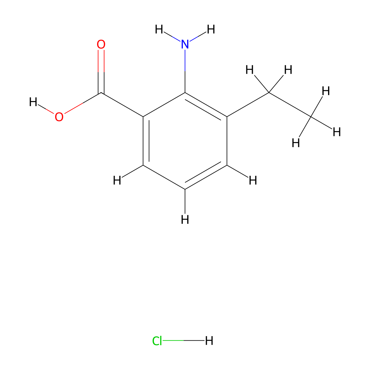 2-Amino-3-ethylbenzoic acid hydrochloride molecular structure, CAS 1803586-54-0