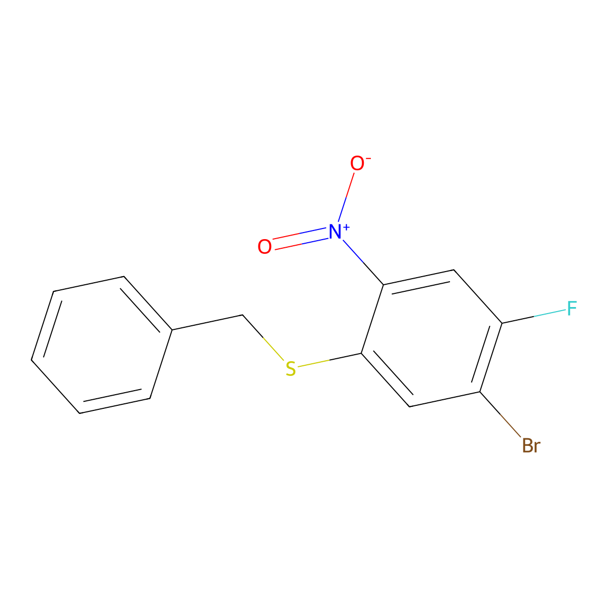 1-(Benzylsulfanyl)-5-bromo-4-fluoro-2-nitrobenzene molecular structure, CAS 1803586-62-0