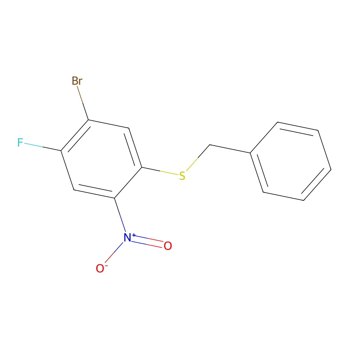 1-(Benzylsulfanyl)-5-bromo-4-fluoro-2-nitrobenzene molecular structure, CAS 1803586-62-0