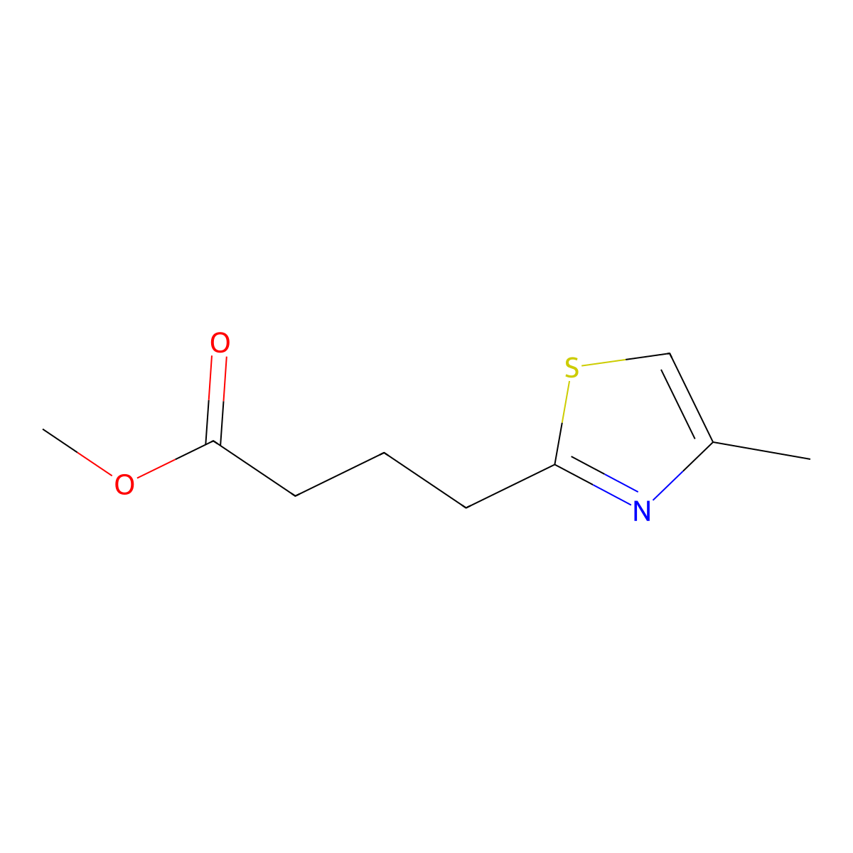 Methyl 4-(4-methyl-1,3-thiazol-2-yl)butanoate molecular structure, CAS 1803586-63-1