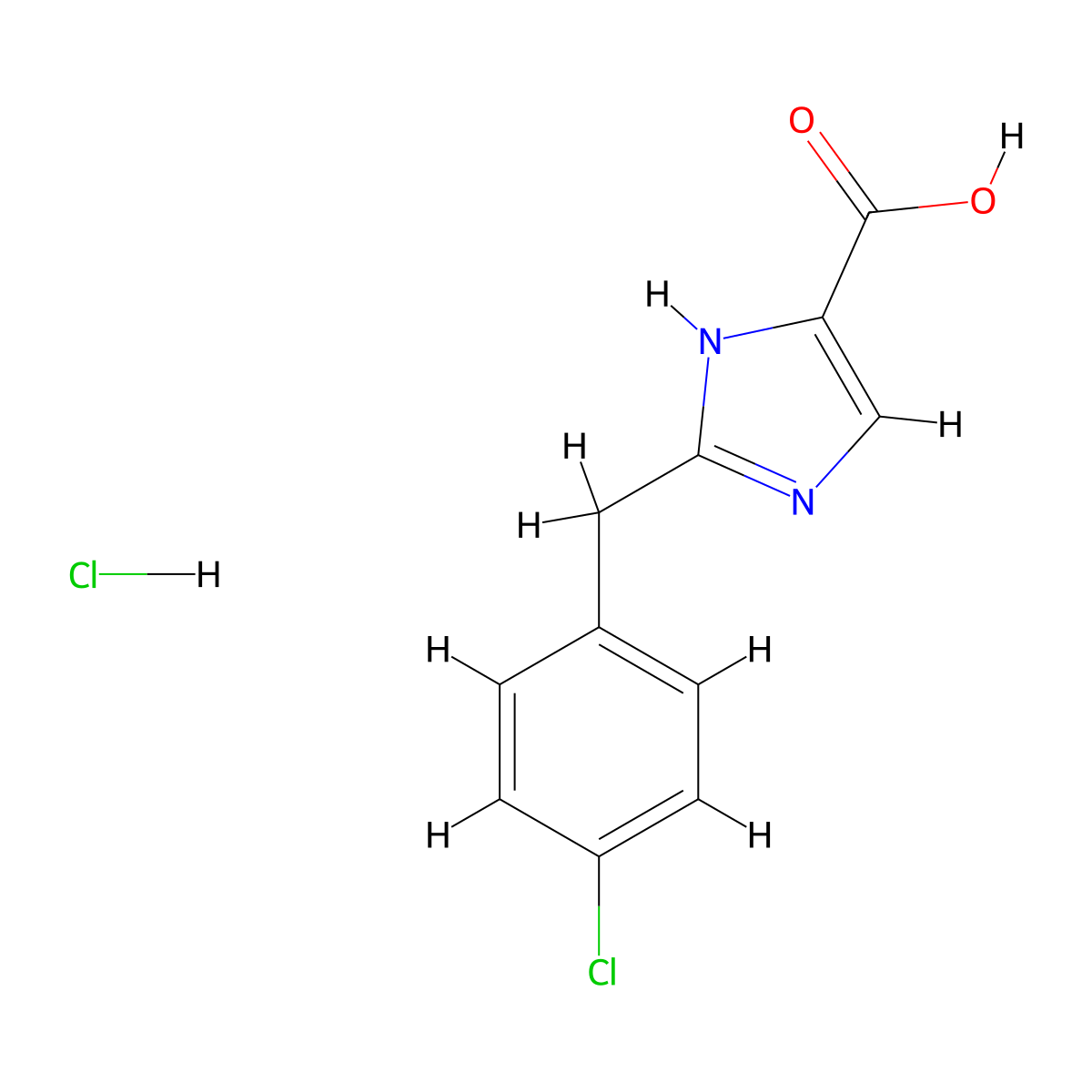 2-[(4-chlorophenyl)methyl]-1H-imidazole-4-carboxylic acid hydrochloride molecular structure, CAS 1803586-66-4