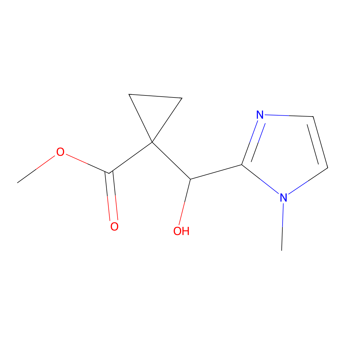 methyl 1-[hydroxy(1-methyl-1H-imidazol-2-yl)methyl]cyclopropane-1-carboxylate molecular structure, CAS 1803586-77-7