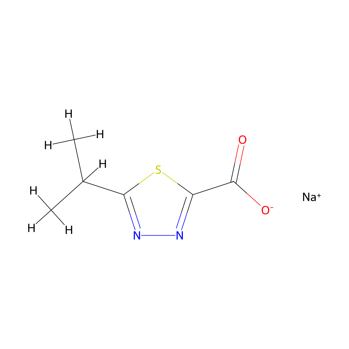 Sodium 5-(propan-2-yl)-1,3,4-thiadiazole-2-carboxylate molecular structure, CAS 1803586-80-2