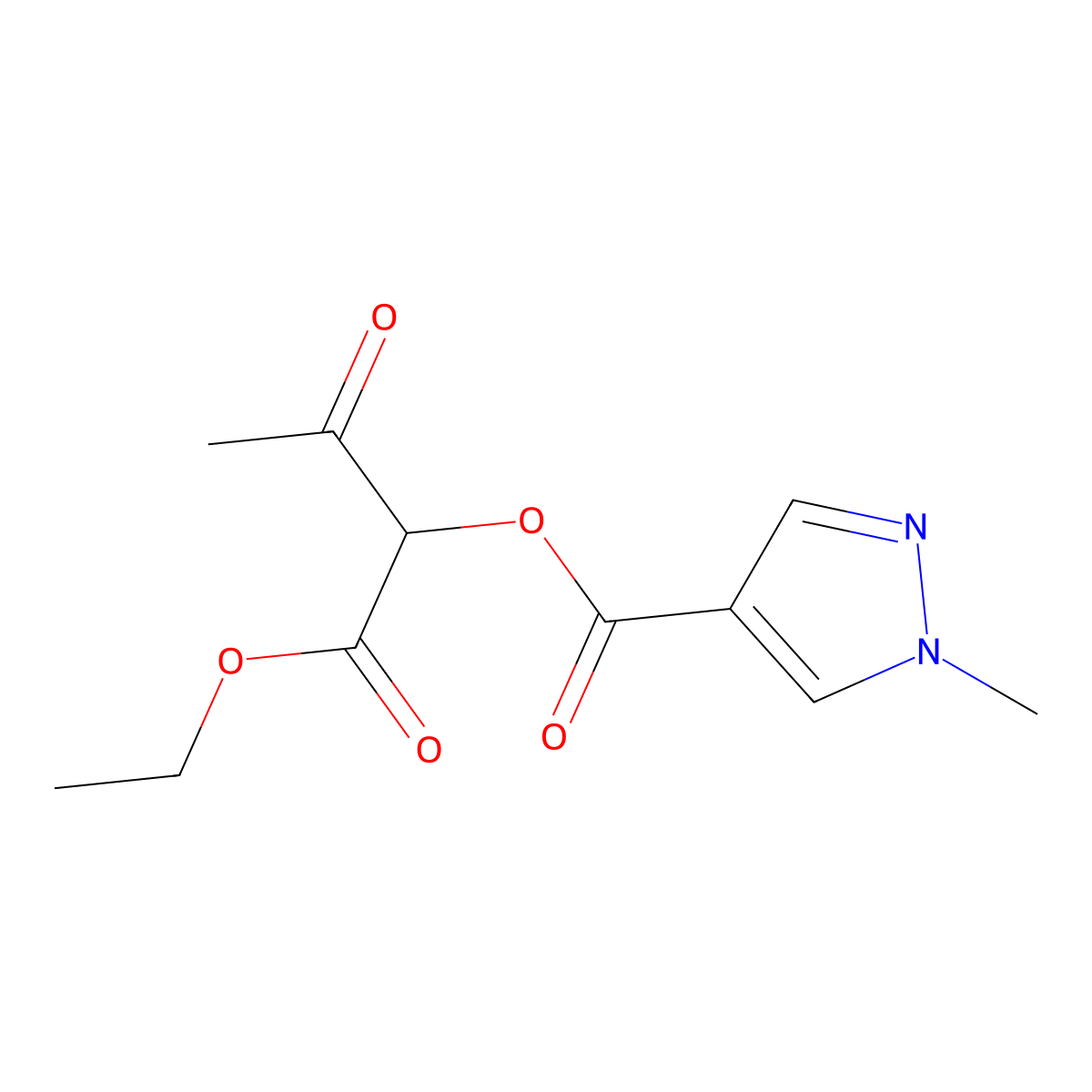 ethyl 2-(1-methyl-1H-pyrazole-4-carbonyloxy)-3-oxobutanoate molecular structure, CAS 1803586-82-4