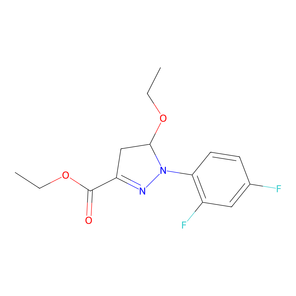 ethyl 1-(2,4-difluorophenyl)-5-ethoxy-4,5-dihydro-1H-pyrazole-3-carboxylate molecular structure, CAS 1803586-87-9