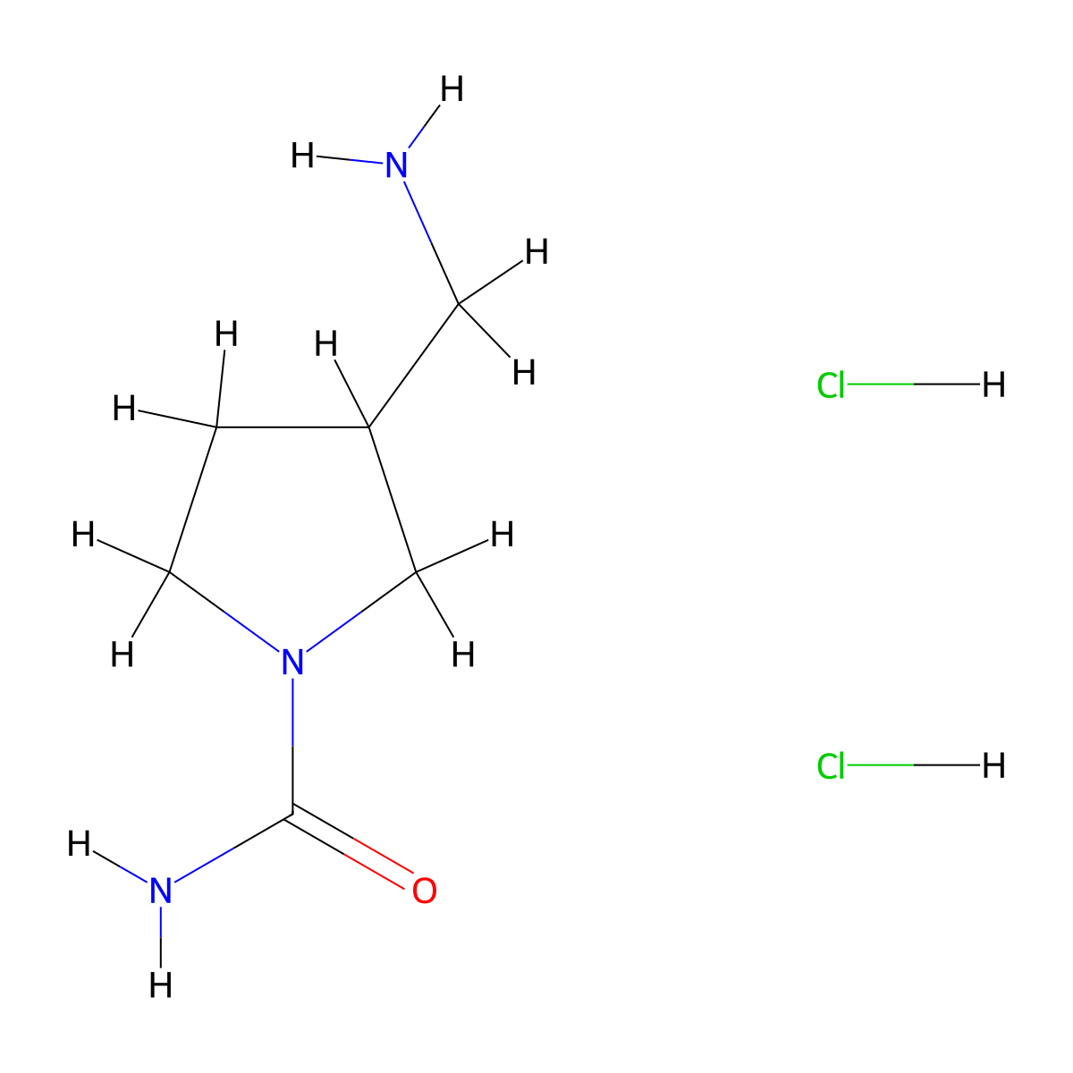 3-(Aminomethyl)pyrrolidine-1-carboxamide dihydrochloride molecular structure, CAS 1803586-96-0
