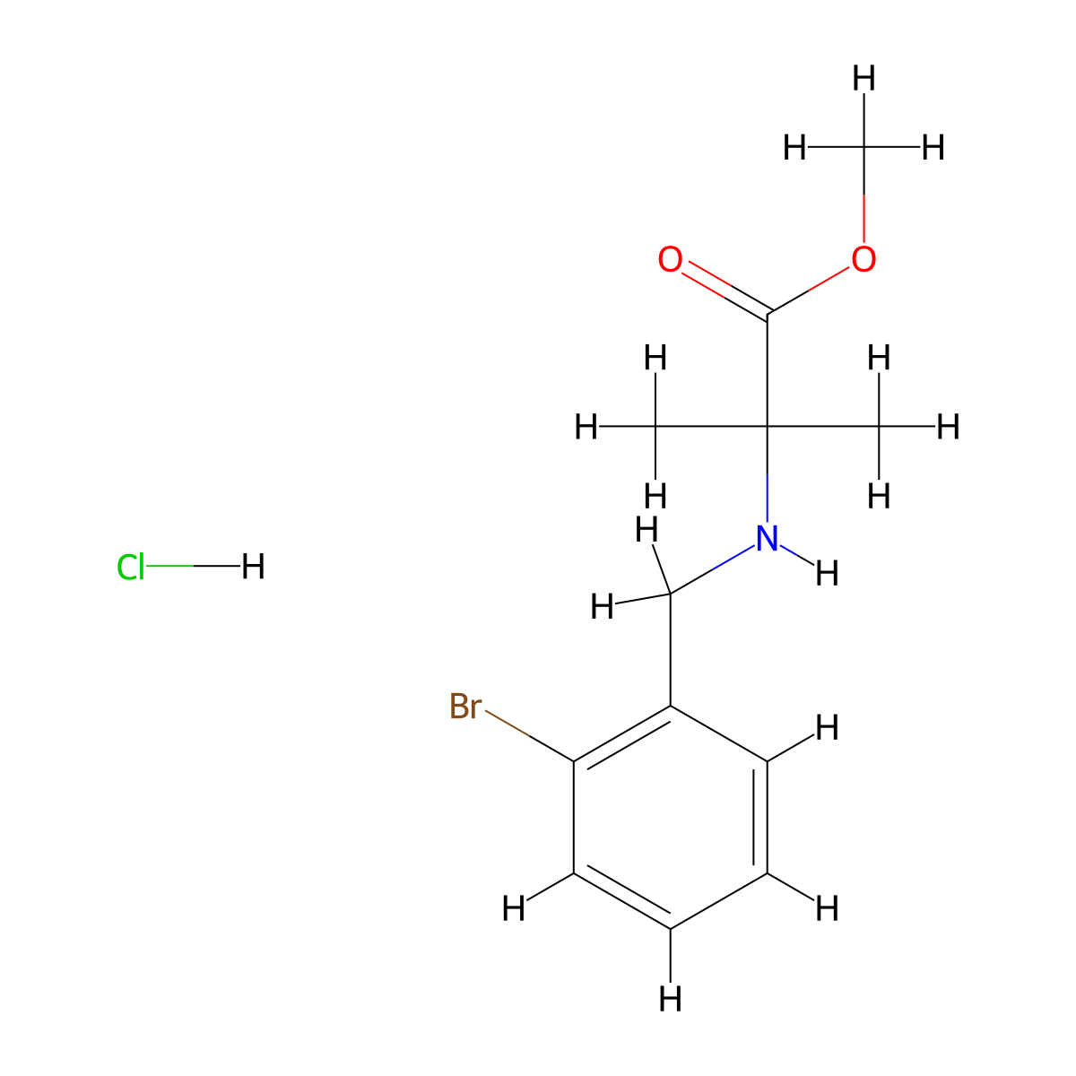 Methyl 2-{[(2-bromophenyl)methyl]amino}-2-methylpropanoate hydrochloride molecular structure, CAS 1803586-97-1